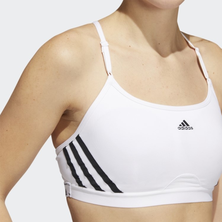 Sutiã Adidas Aeroreact Training Light-support Com As Três Listras Branco Quente