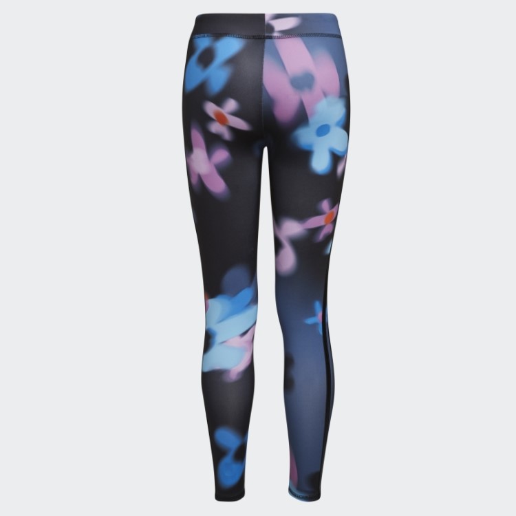 Meia-calça Floral Preta Adidas Allover Print (tamanho Estendido)