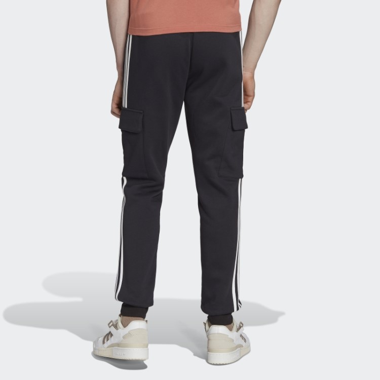 Calça Cargo Slim Preta Adicolor Com As 3 Listras Adidas