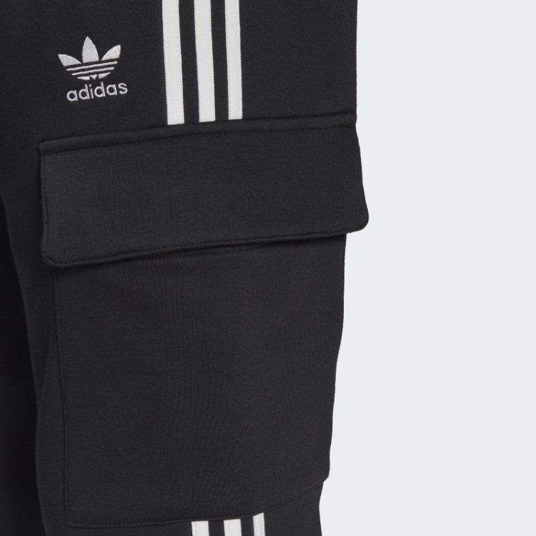 Calça Cargo Slim Preta Adicolor Com As 3 Listras Adidas