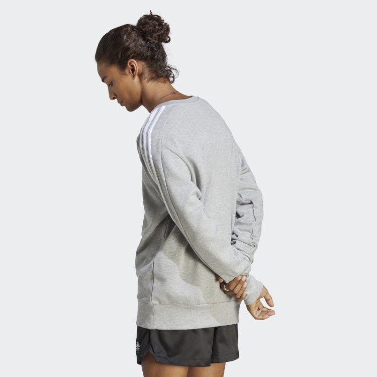 Moletom Com As Três Listras French Terry Essentials Cinza Médio Adidas
