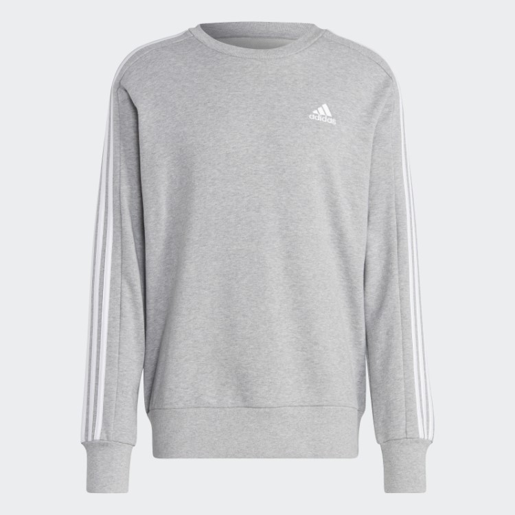 Moletom Com As Três Listras French Terry Essentials Cinza Médio Adidas