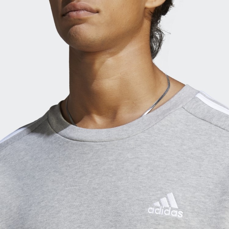 Moletom Com As Três Listras French Terry Essentials Cinza Médio Adidas