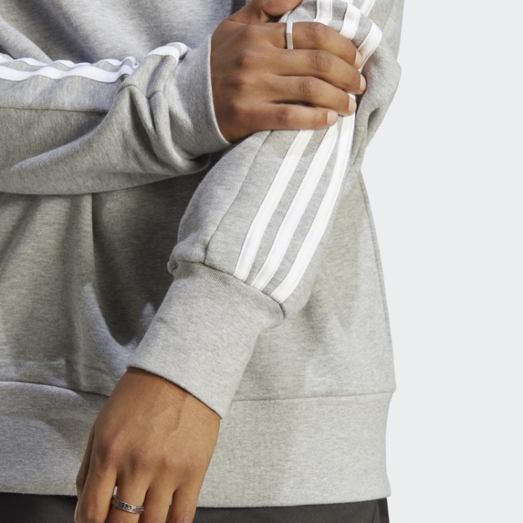 Moletom Com As Três Listras French Terry Essentials Cinza Médio Adidas