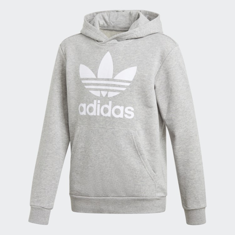 Moletom Com Capuz Trefoil Adidas Cinza Médio