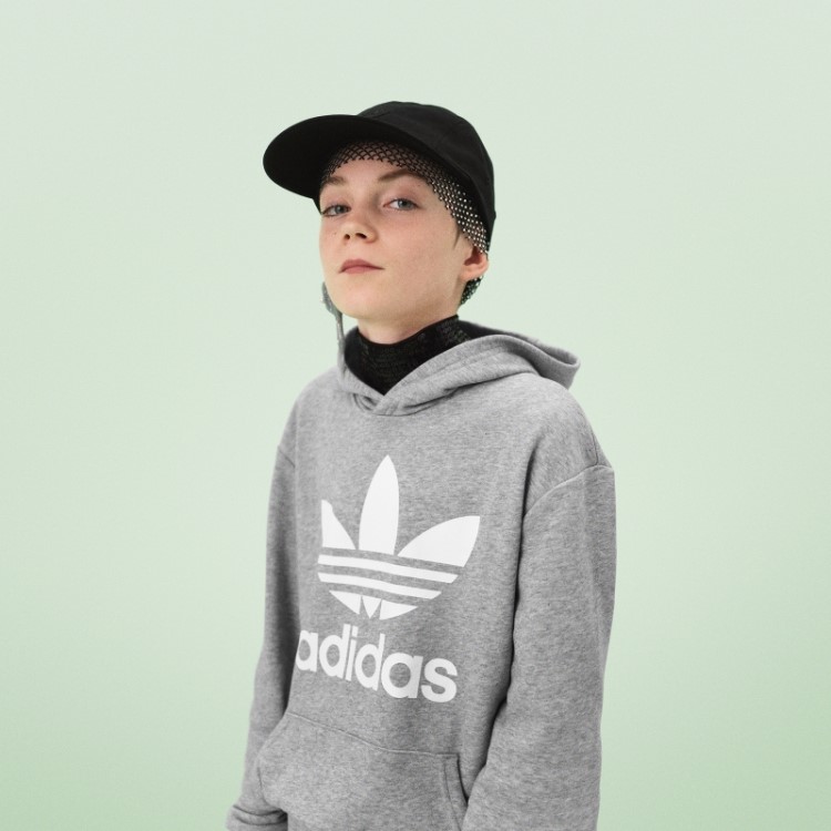 Moletom Com Capuz Trefoil Adidas Cinza Médio