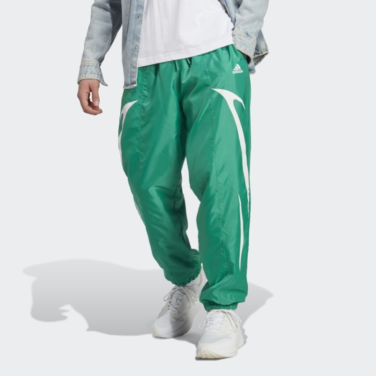 Calça Em Tecido Colorblock Verde Corte Adidas