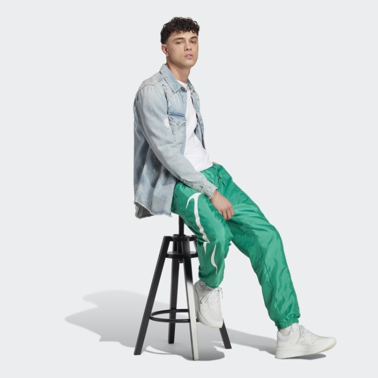 Calça Em Tecido Colorblock Verde Corte Adidas