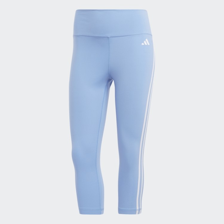 Leggings 3/4 Cintura Alta Train Essentials 3 Listras Azul Adidas