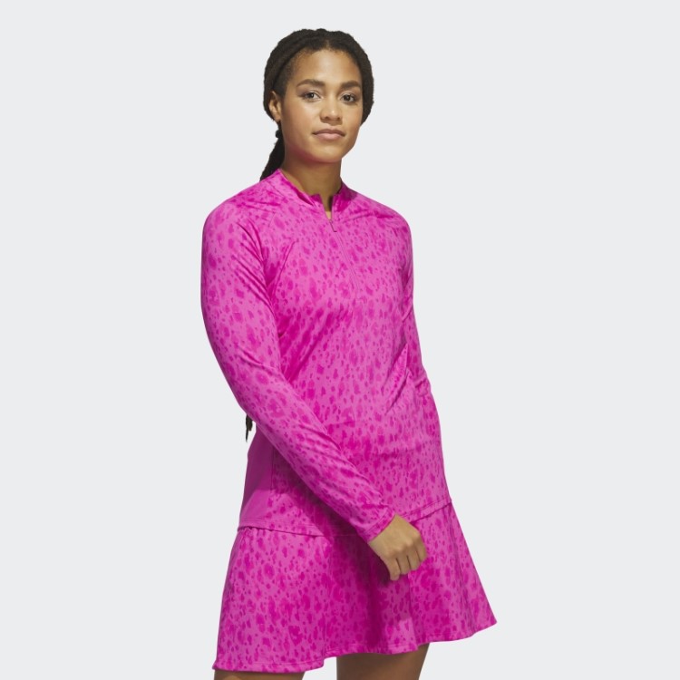 Adidas Fuchsia Ultimate365 Estampado 1/4-zip Gola Mock-polo De Golfe