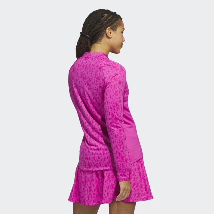 Adidas Fuchsia Ultimate365 Estampado 1/4-zip Gola Mock-polo De Golfe