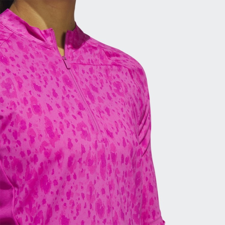 Adidas Fuchsia Ultimate365 Estampado 1/4-zip Gola Mock-polo De Golfe