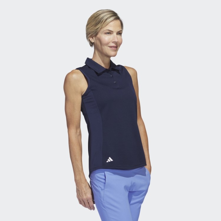 Adidas Camisa Polo Golf Sem Mangas Textura Azul Marinho