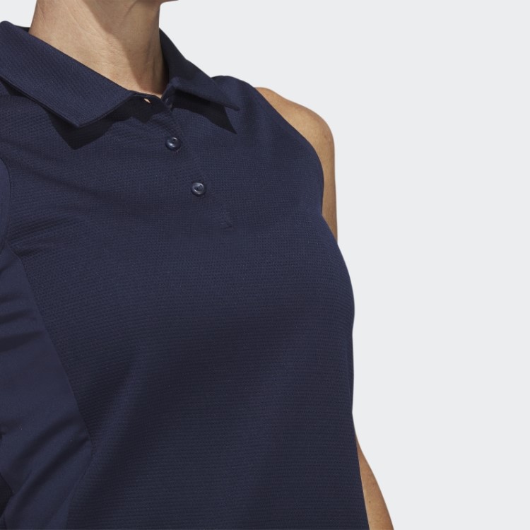 Adidas Camisa Polo Golf Sem Mangas Textura Azul Marinho