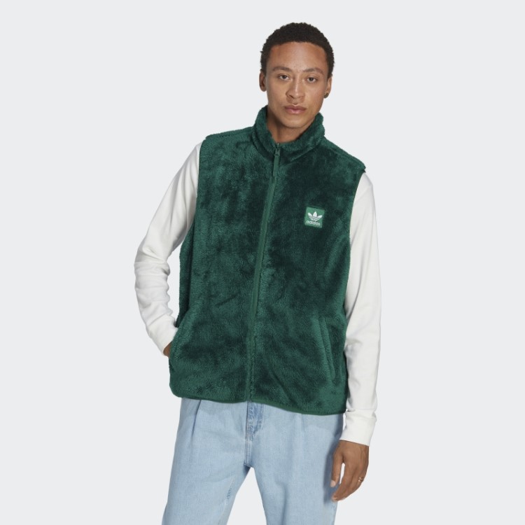 Essentials+ Colete Reversível De Lã Fofa Adidas Verde Escuro