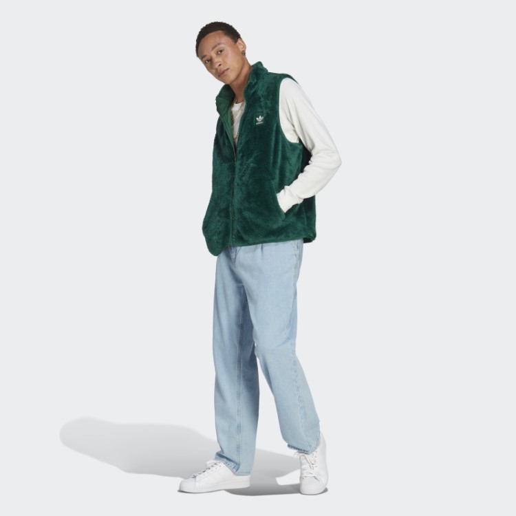 Essentials+ Colete Reversível De Lã Fofa Adidas Verde Escuro