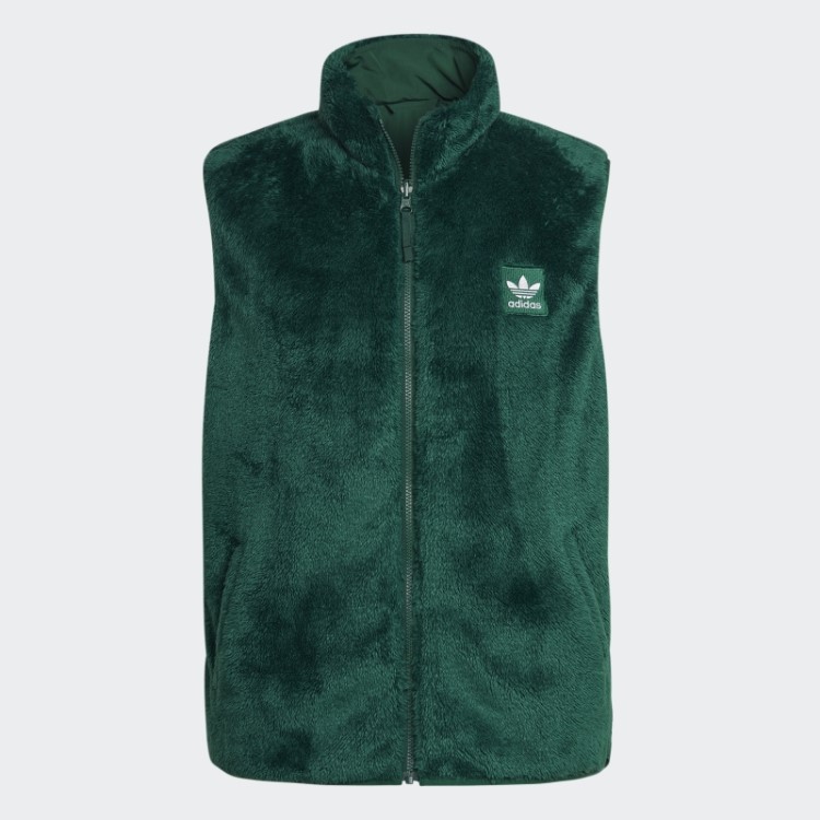 Essentials+ Colete Reversível De Lã Fofa Adidas Verde Escuro