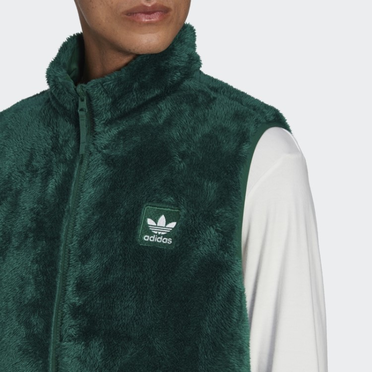 Essentials+ Colete Reversível De Lã Fofa Adidas Verde Escuro
