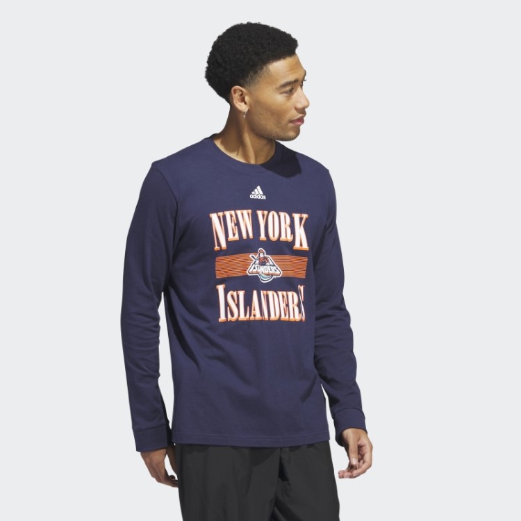 Camiseta Manga Longa Adidas Dark Navy Islanders Playmaker