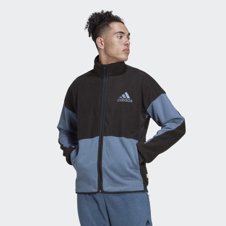 Colorblock Blusão De Lã Sherpa Preto Adidas