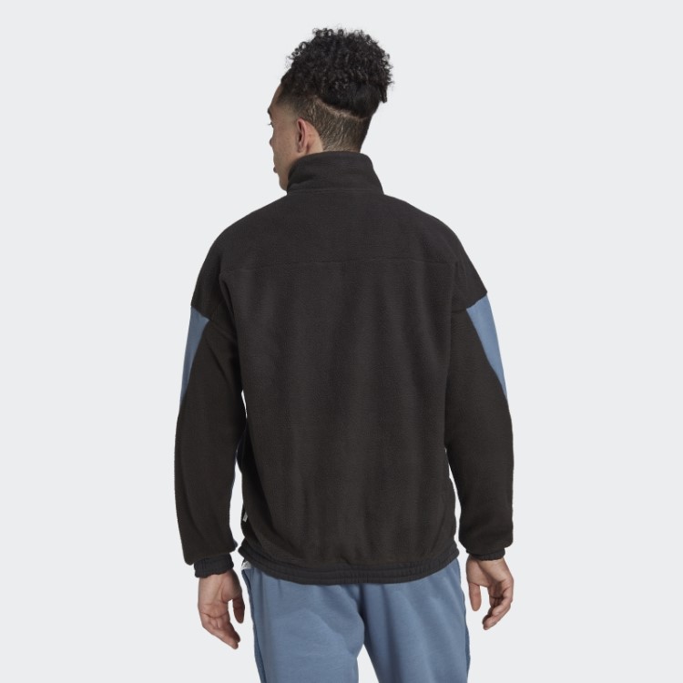 Colorblock Blusão De Lã Sherpa Preto Adidas