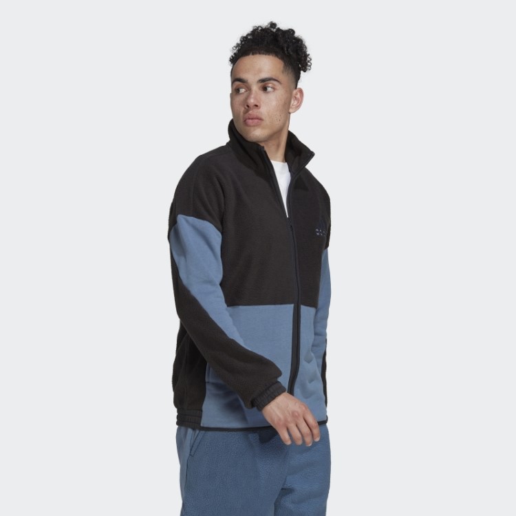 Colorblock Blusão De Lã Sherpa Preto Adidas