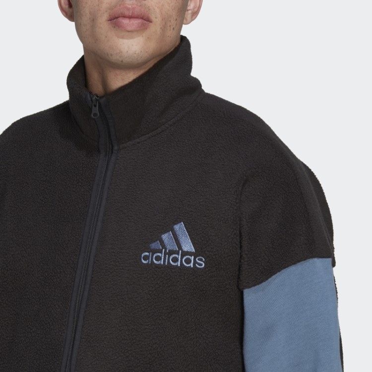 Colorblock Blusão De Lã Sherpa Preto Adidas