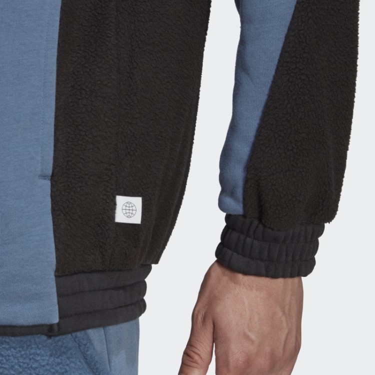 Colorblock Blusão De Lã Sherpa Preto Adidas