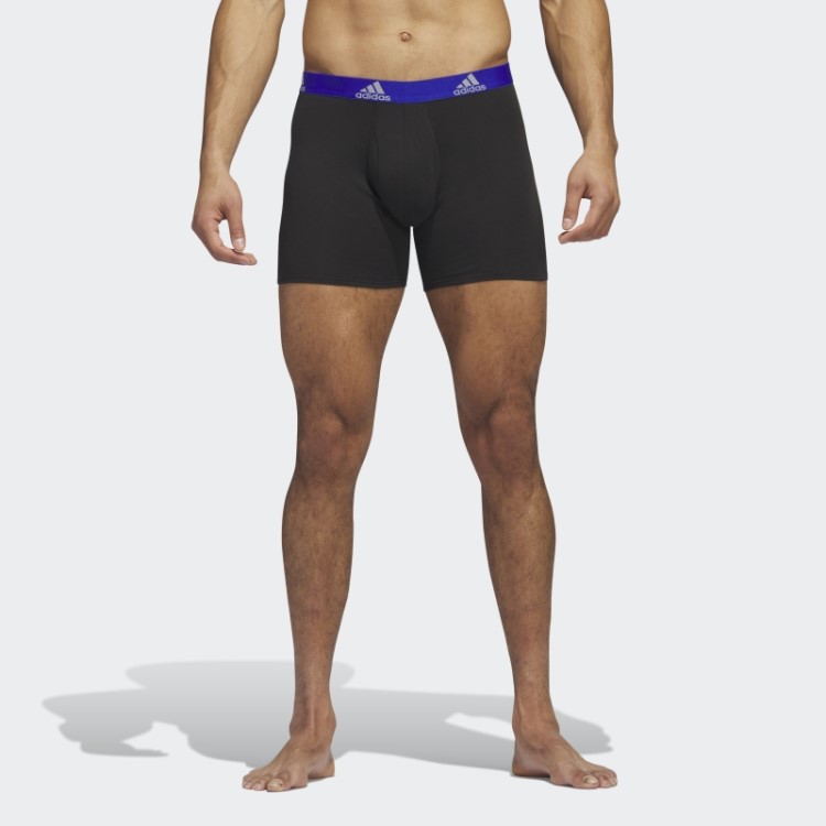 Cueca Boxer De Algodão Elástico 3 Pares Preto Adidas Fashion