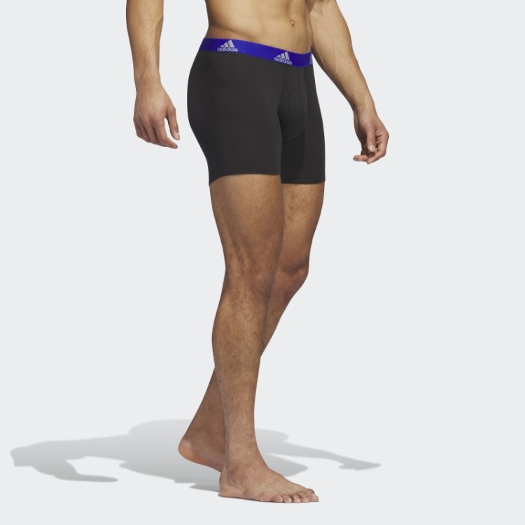 Cueca Boxer De Algodão Elástico 3 Pares Preto Adidas Fashion
