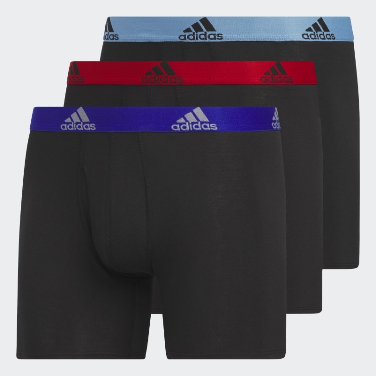 Cueca Boxer De Algodão Elástico 3 Pares Preto Adidas Fashion