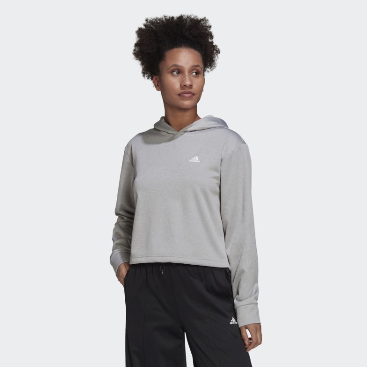 Moletom Com Capuz Aeroready Adidas Cinza Médio