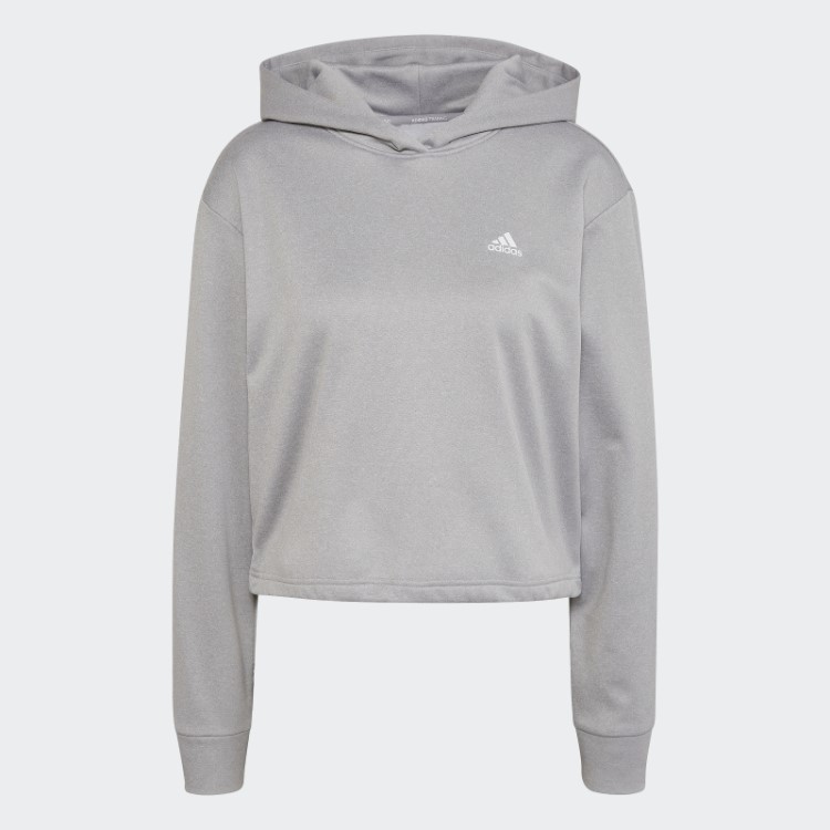 Moletom Com Capuz Aeroready Adidas Cinza Médio