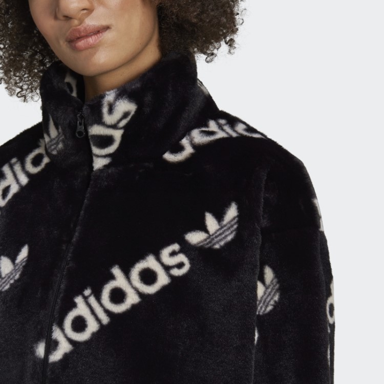 Jaqueta Preta De Pele Sintética Adidas