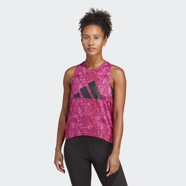 Camiseta Adidas Train Icons Allover Com Estampa Fúcsia