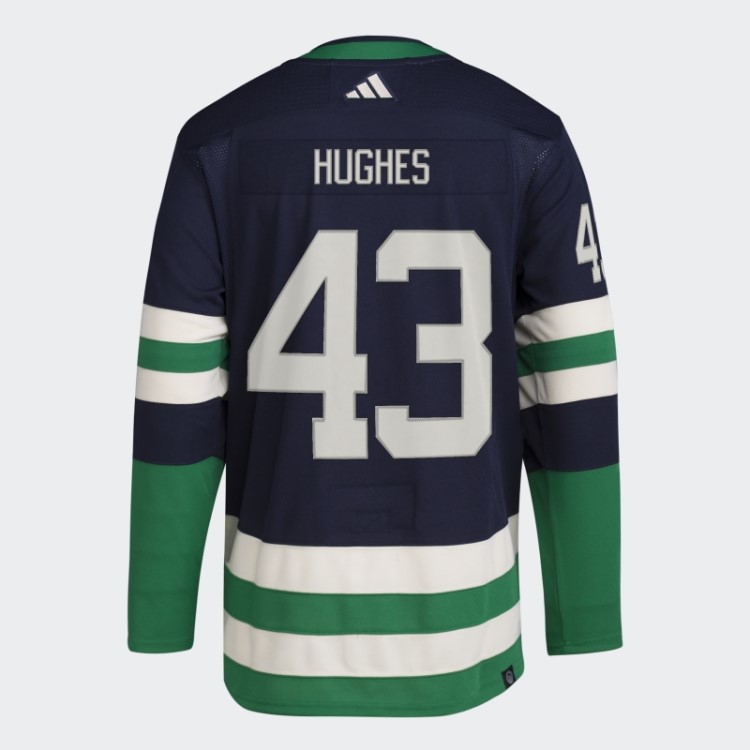 Marinho 09 Ccm-sld Canucks Hughes Camisa Reversa Autêntica Com Marca Reversa Adidas