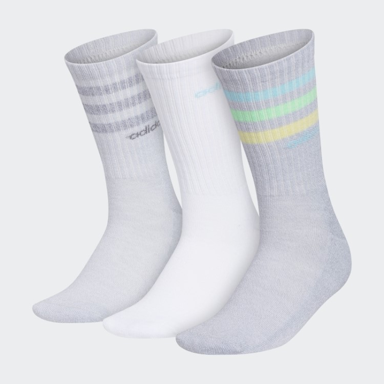 Adidas Meias 3 Listras Da Tripulação 3 Pares Cinza