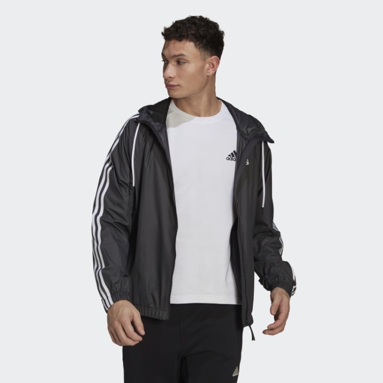 Jaqueta Corta Vento Bsc Com As Três Listras Preta Adidas