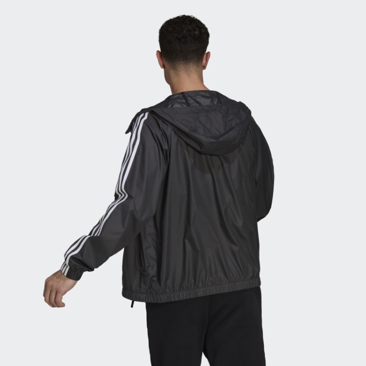 Jaqueta Corta Vento Bsc Com As Três Listras Preta Adidas