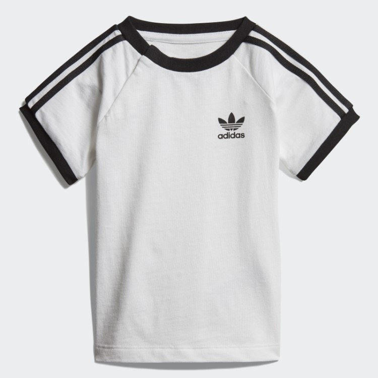 Camiseta Branca Com As 3 Listras Da Adidas