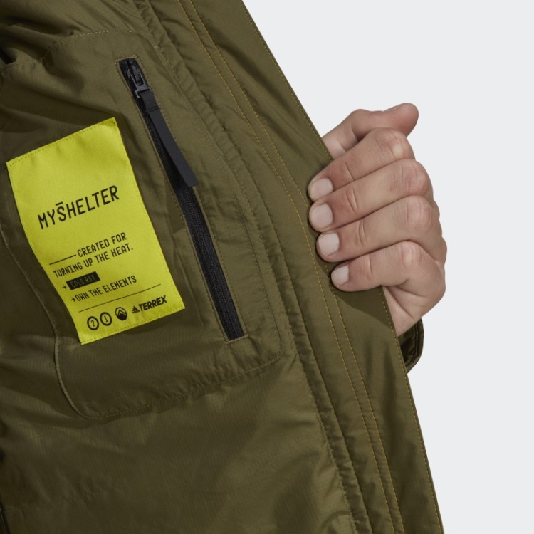 Jaqueta Com Capuz Adidas Terrex Myshelter Verde Oliva