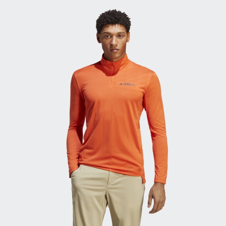 Terrex Camiseta Manga Longa Com Meio Zíper Laranja Adidas