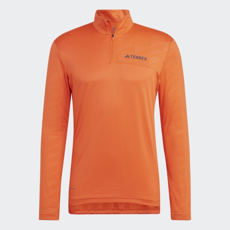 Terrex Camiseta Manga Longa Com Meio Zíper Laranja Adidas