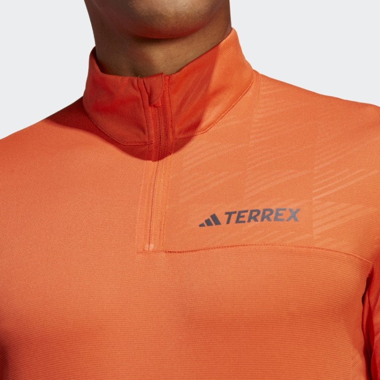 Terrex Camiseta Manga Longa Com Meio Zíper Laranja Adidas