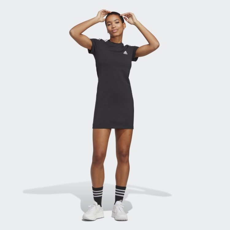 Essentials Vestido Com As Três Listras Preto Adidas