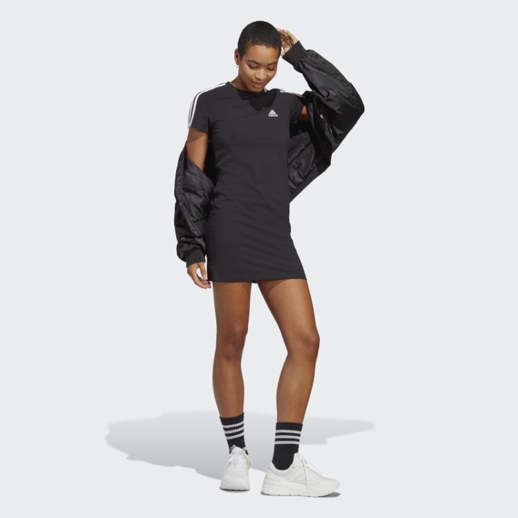 Essentials Vestido Com As Três Listras Preto Adidas