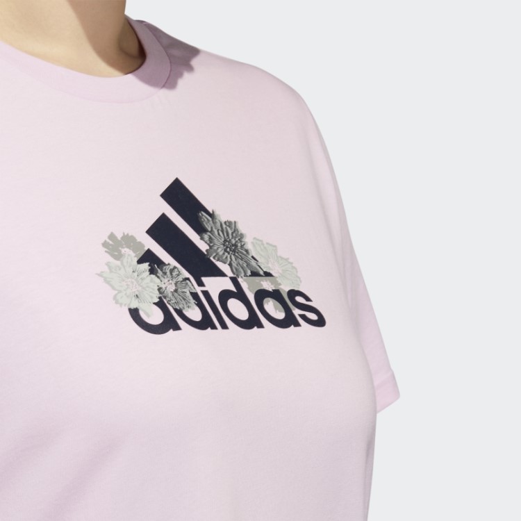 Camiseta Estampada Floral (tamanho Grande) Lilás Adidas