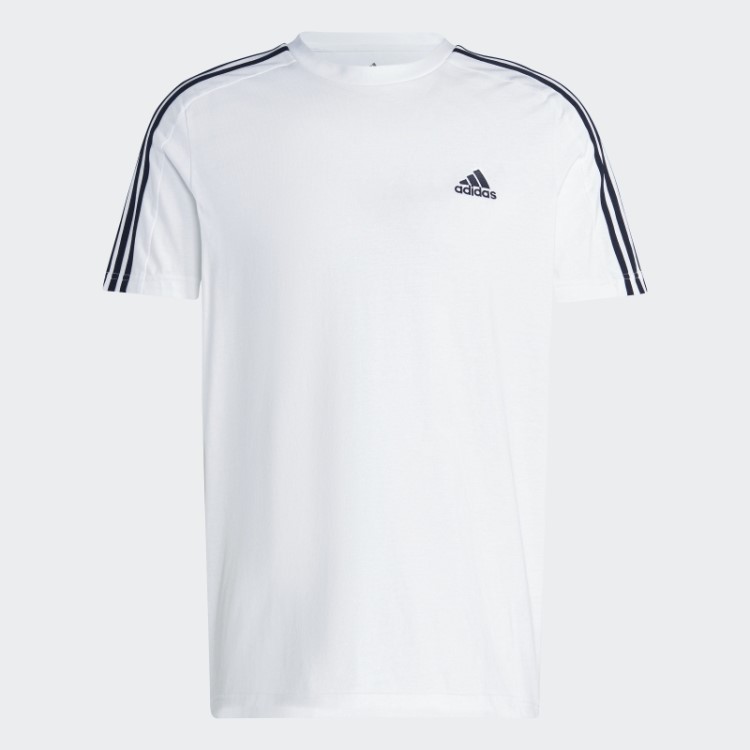 Camiseta Branca Com As Três Listras Em Jersey Simples Adidas