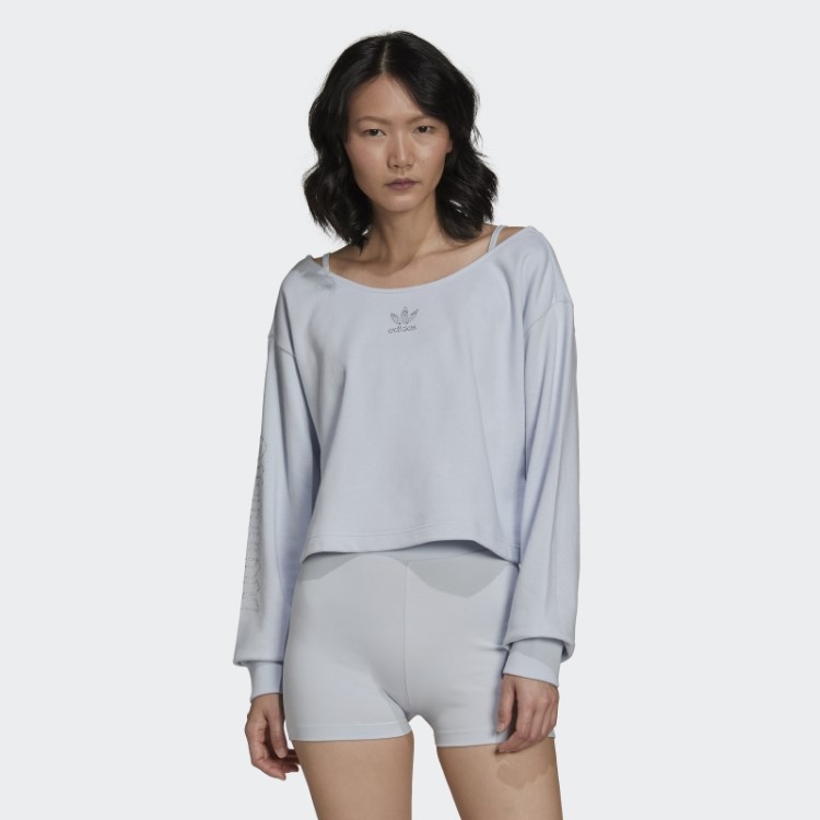 Moletom Azul Adidas 2000 Luxe Slouchy Crew Quente