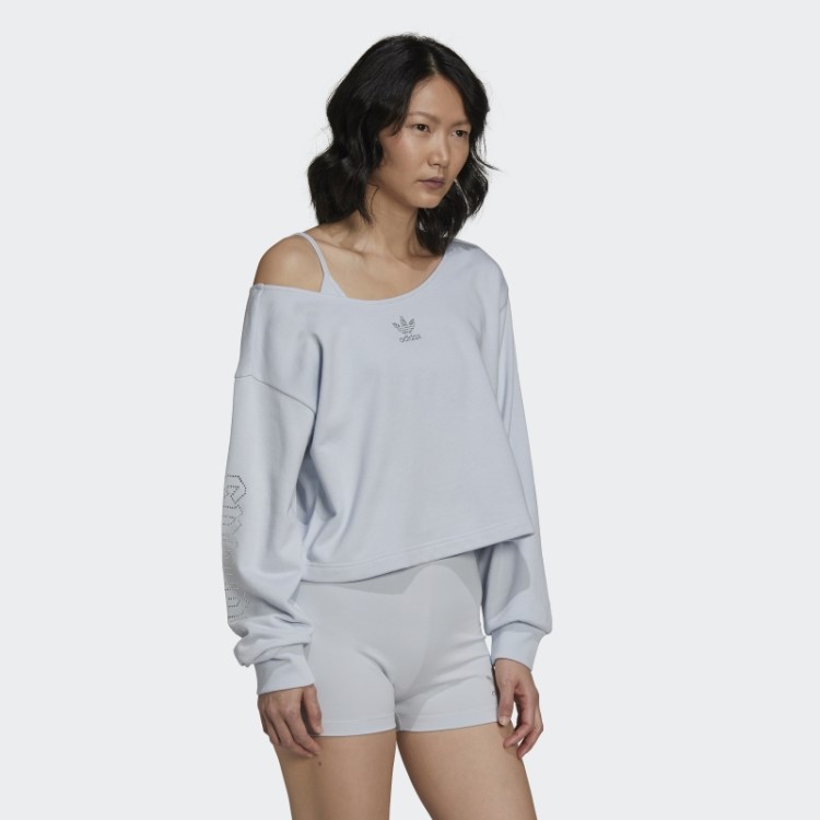 Moletom Azul Adidas 2000 Luxe Slouchy Crew Quente